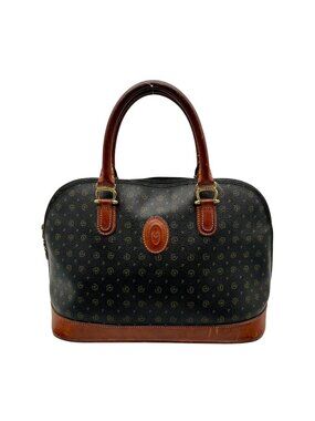 Pollini Monogram Print Pebbled Leather Wallet And Reversible Handbag